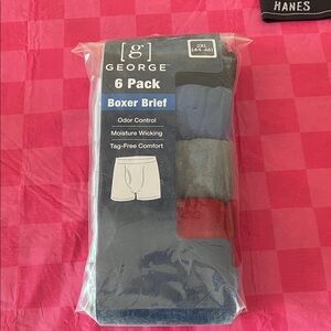George 6 Pack Boxer Briefs - Black, Gray, Red